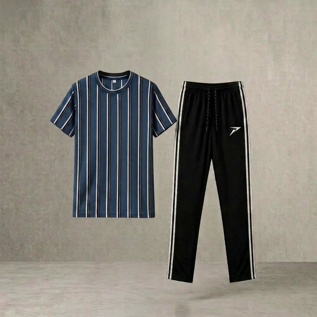 Black Striped Track Pants