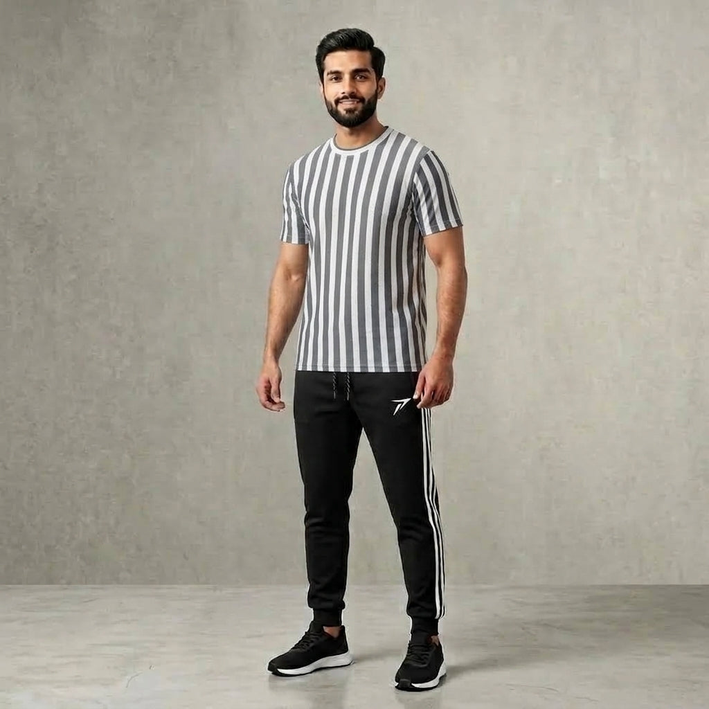 Prime Zone Grey Stripe Old Money Men's Tracksuit