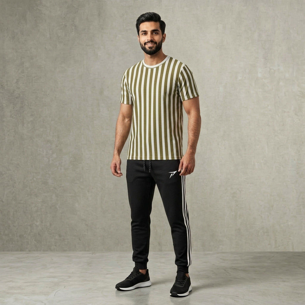 Prime Zone Mustard Stripe Old Money Men's Tracksuit