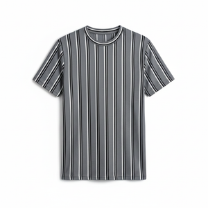 Grey Striped T-Shirt Front View