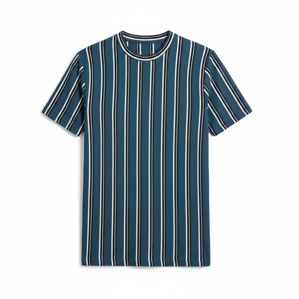 Teal Striped T-Shirt Front View