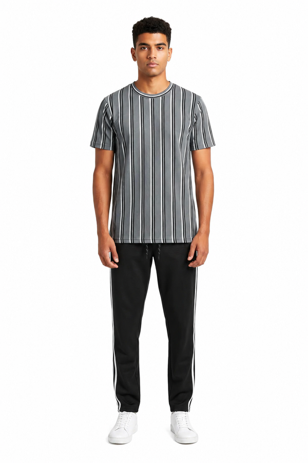 Black Striped Track Pants