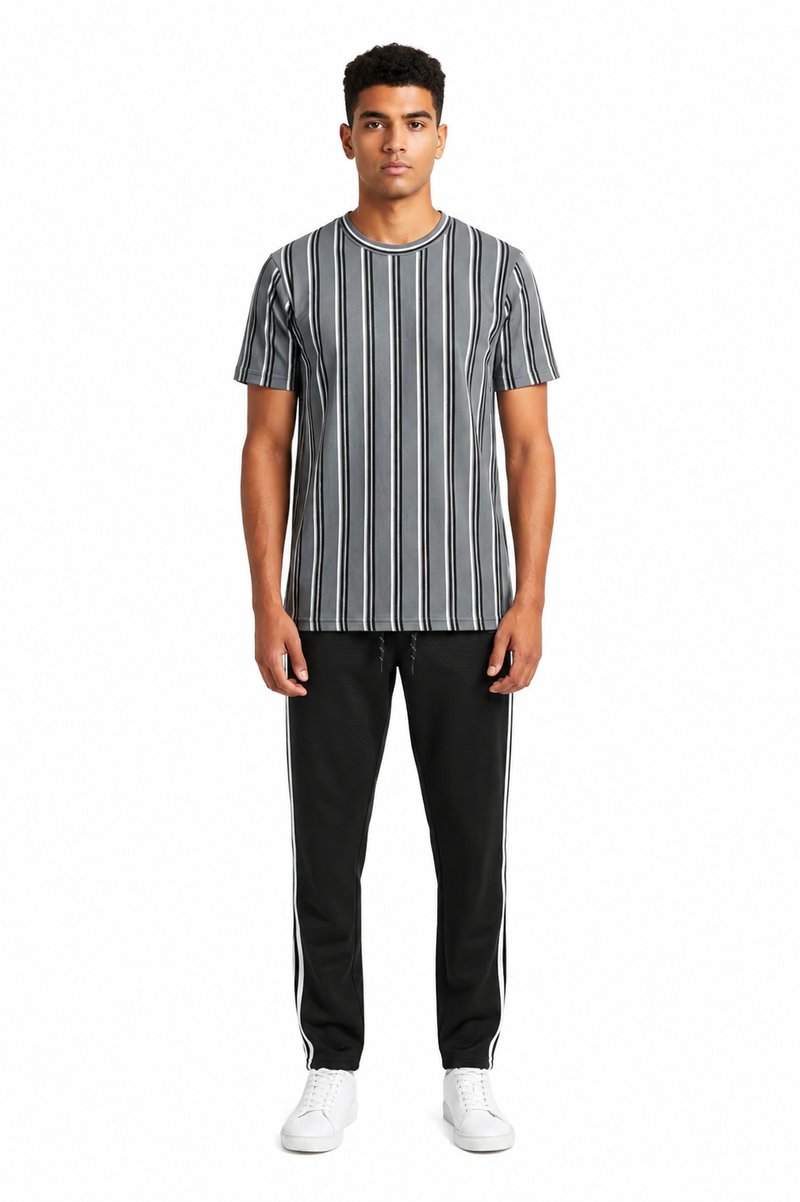 Black Striped Track Pants