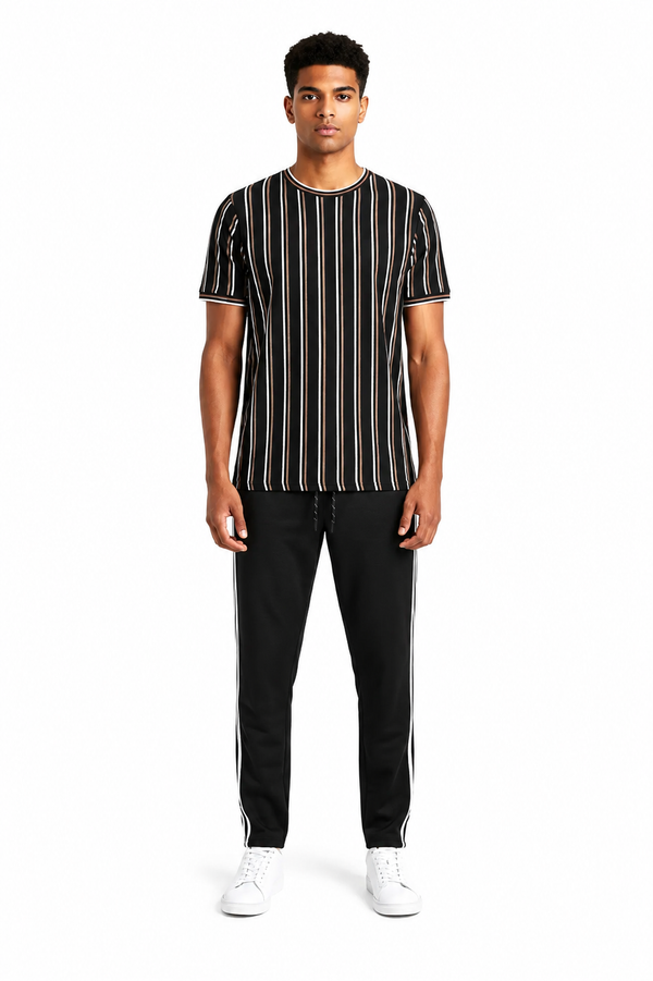 Black Striped Track Pants