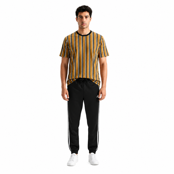 Black Striped Track Pants