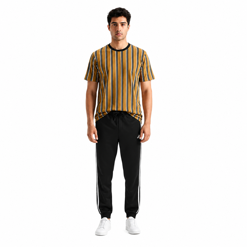 Black Striped Track Pants