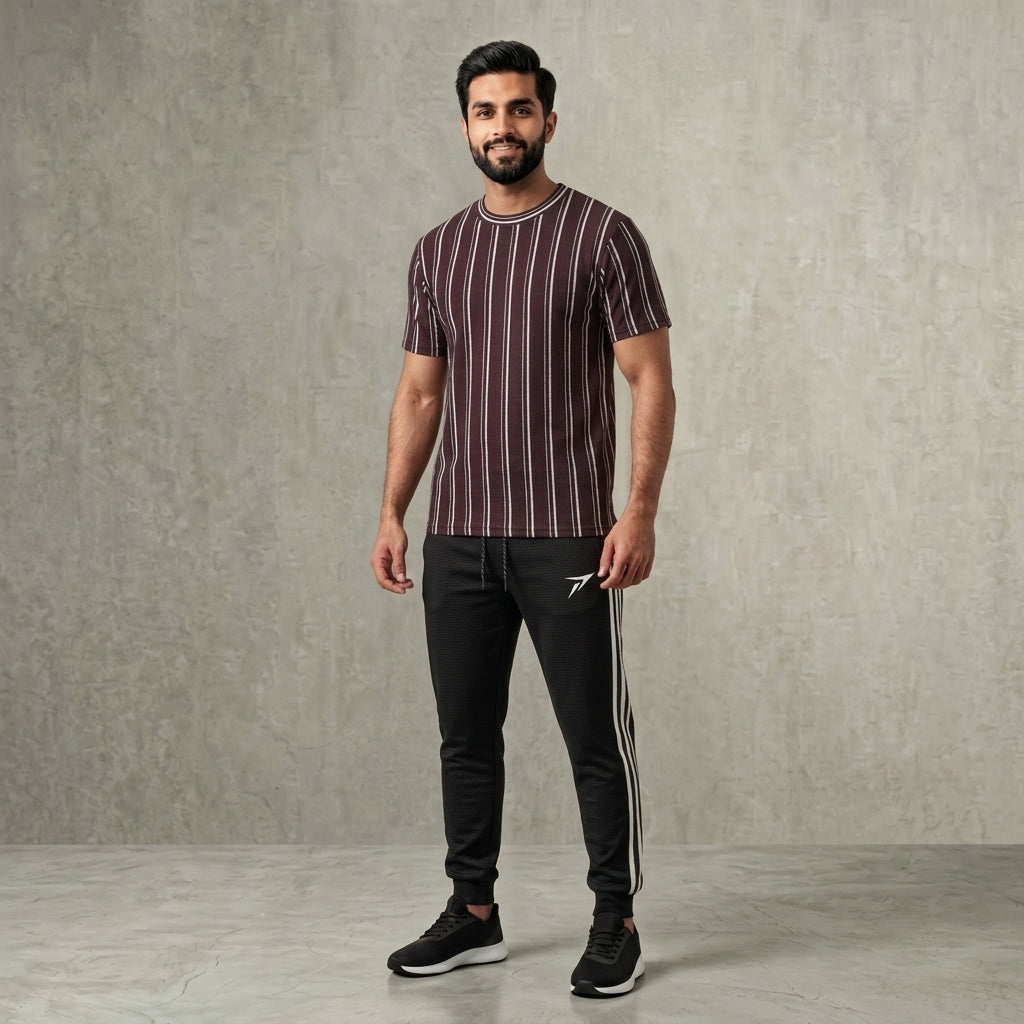 Black Striped Track Pants