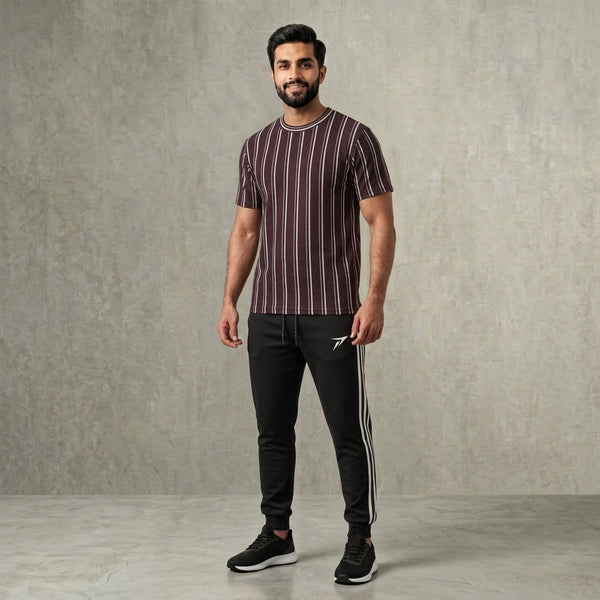 Black Striped Track Pants