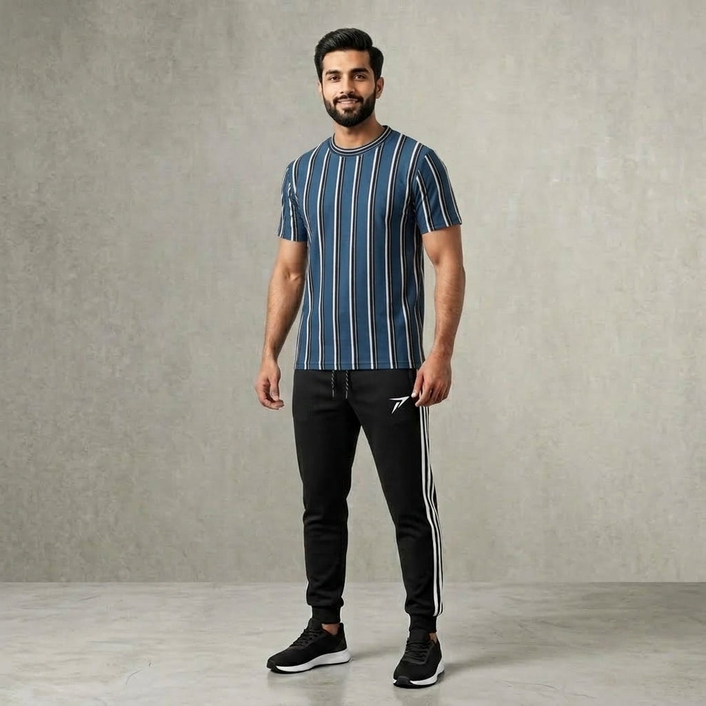 Black Striped Track Pants
