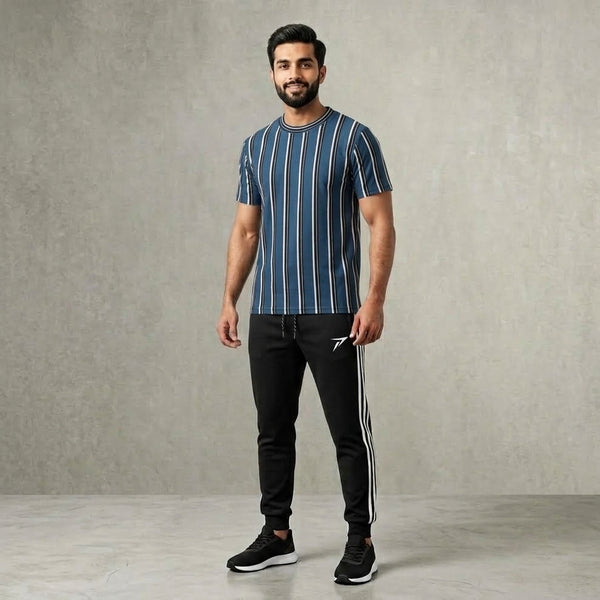 Black Striped Track Pants