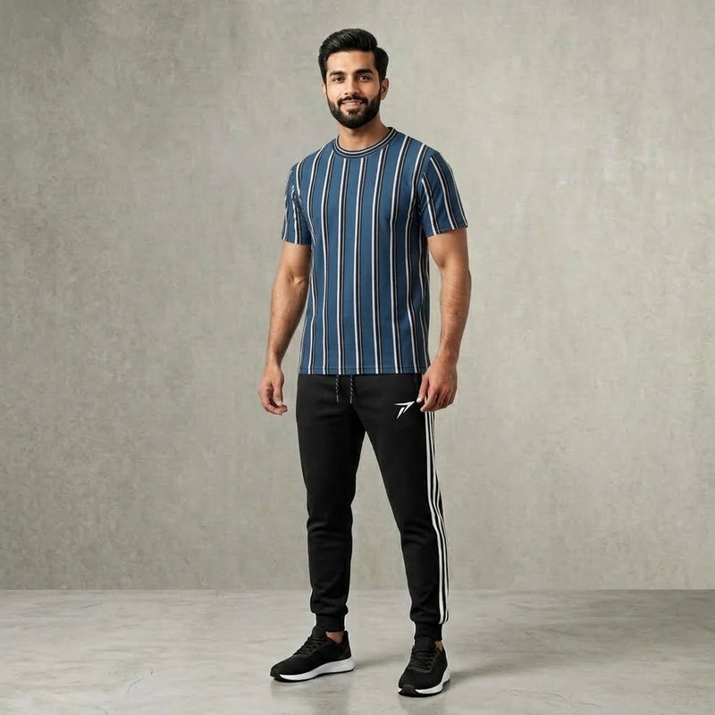 Black Striped Track Pants