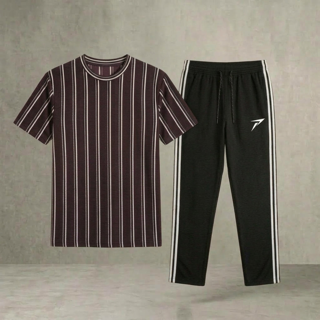 Black Striped Track Pants