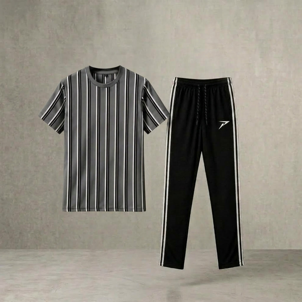 Black Striped Track Pants