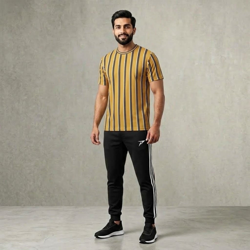Black Striped Track Pants