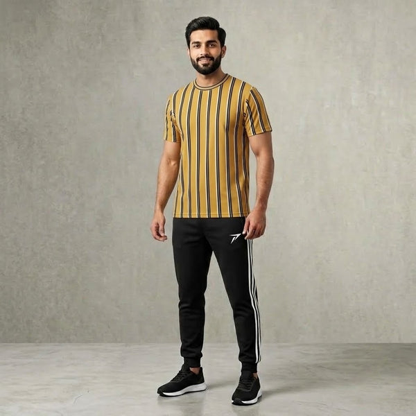 Black Striped Track Pants
