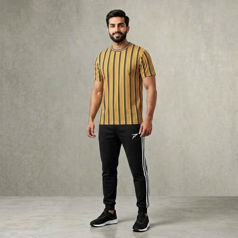 Black Striped Track Pants