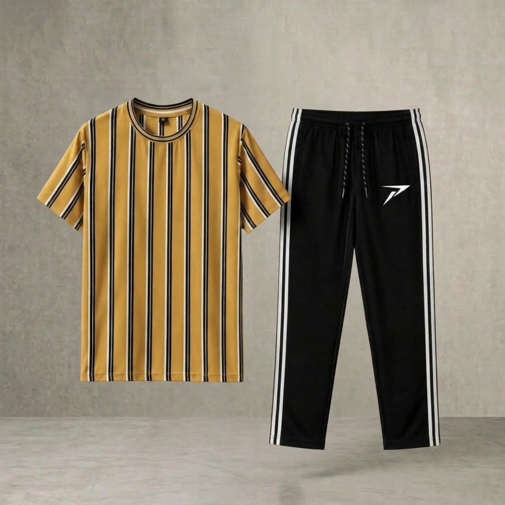 Black Striped Track Pants