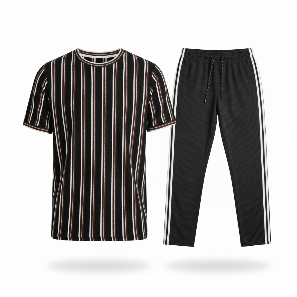 Black Striped Track Suit Set