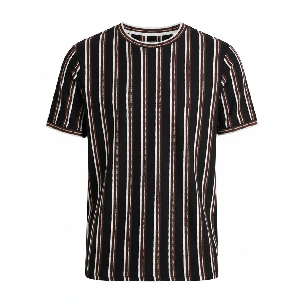 Black Striped T-Shirt Front View