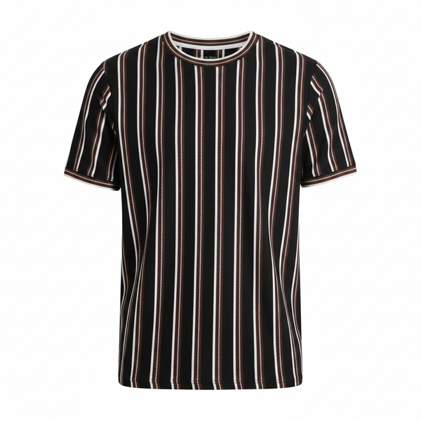 Black Striped T-Shirt Front View