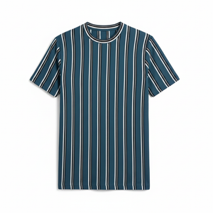 Teal Striped T-Shirt Front View