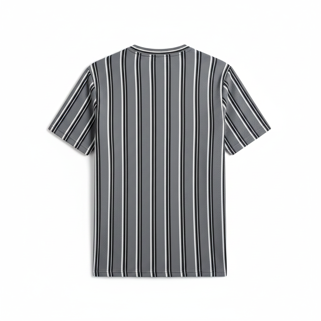 Grey Striped T-Shirt Back View