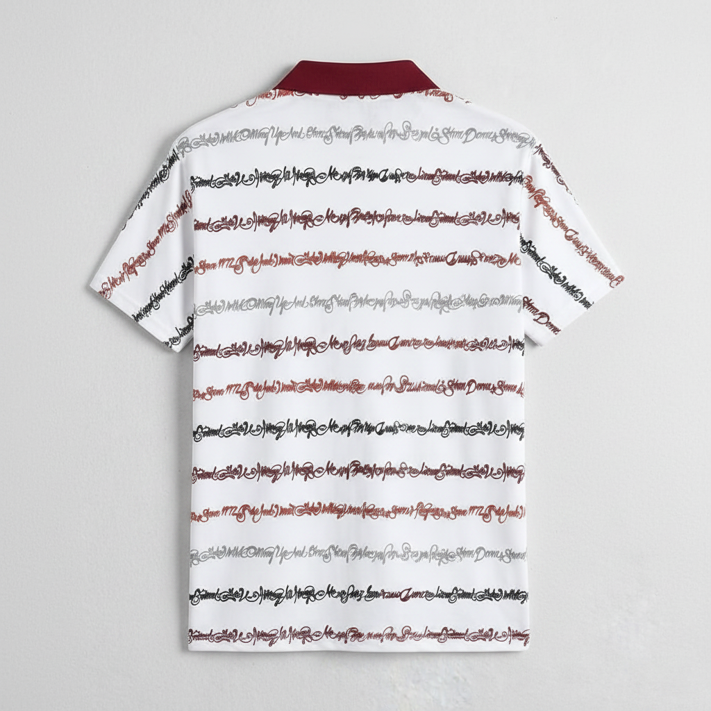 Script Print Polo Shirt Back View
